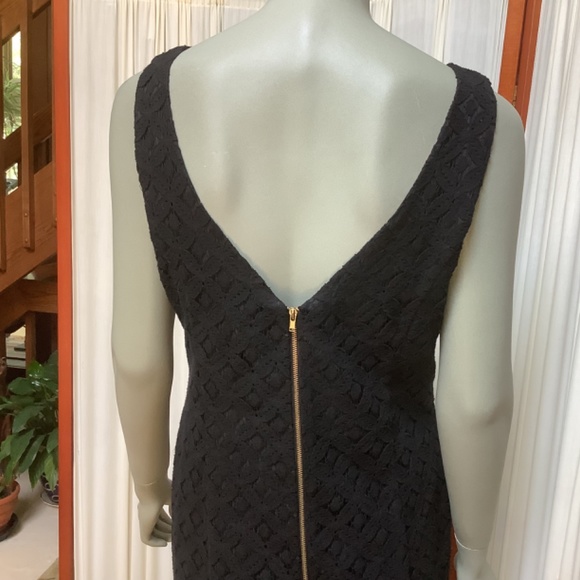 Liquid NY Black Sleeveless Embroidered Overlay Dress Size 10 Deep V in Back - Picture 7 of 10